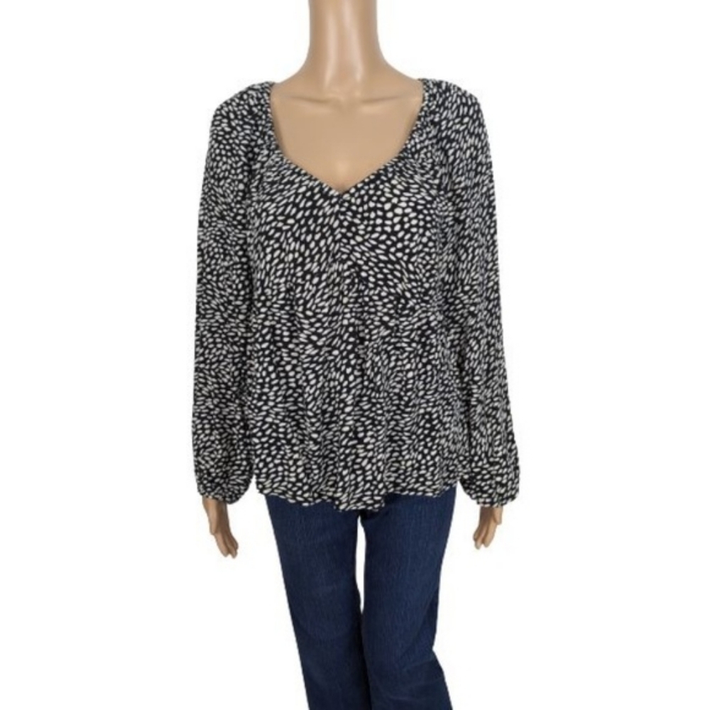 Old Navy Long Sleeve V-Neck Crinkled Boho Top M